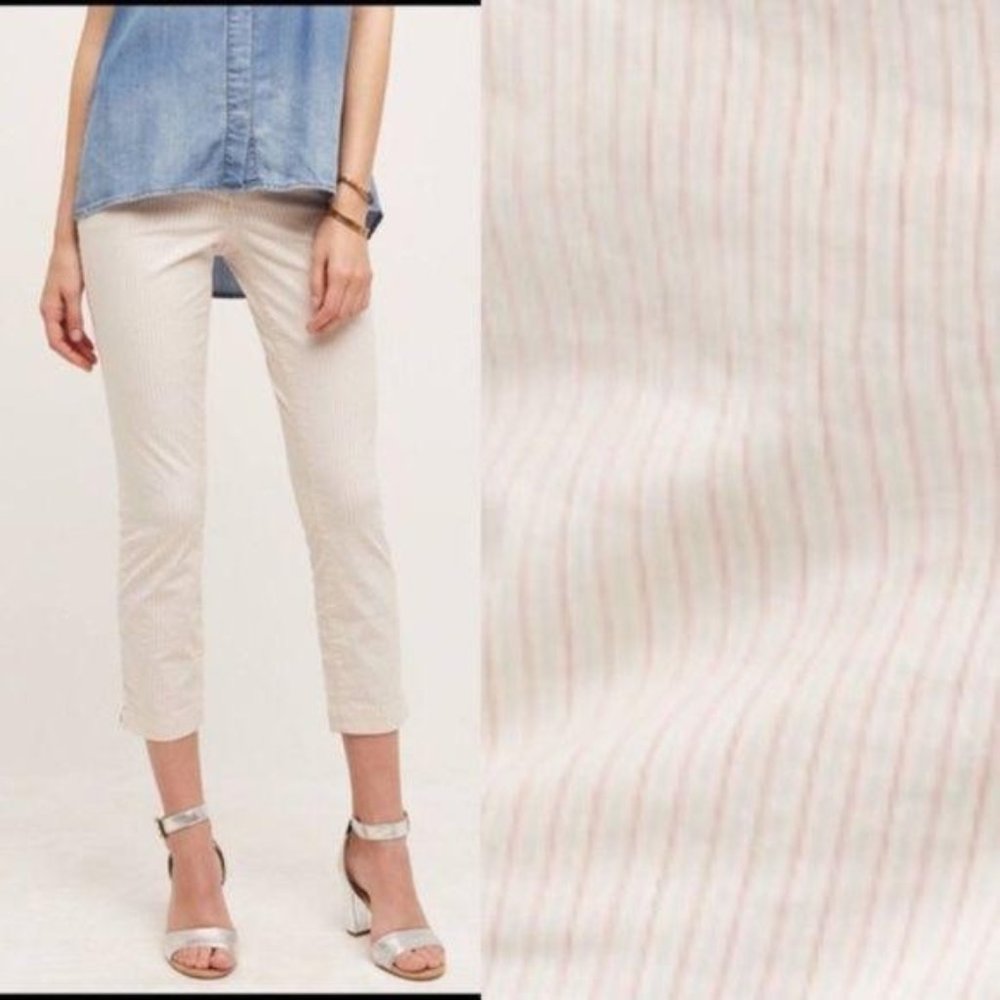 Anthro Pilcro Striped Cropped Pants Ankle Blushed